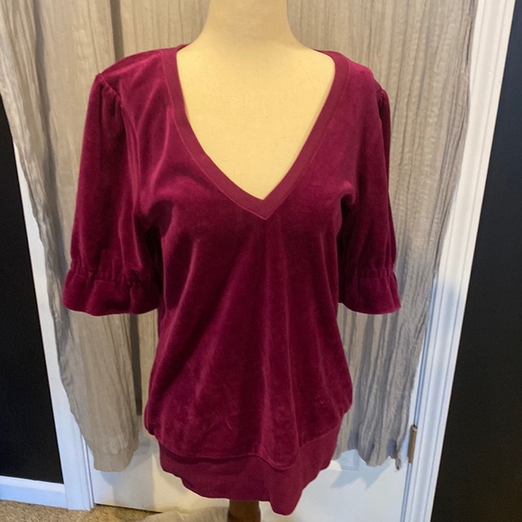 Vintage 1990s Fuscia Velvet Top from Express - Picture 1 of 7